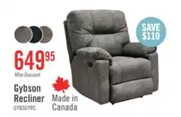 The Brick Made in Canada Gybson 38 Fabric Glider Reclining Chair - Grey offer
