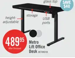 The Brick Metro 47.24 Height-Adjustable Office Desk with Storage and USB Ports - Black offer