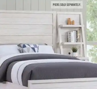 The Brick Haven Panel Bed with Headboard & Frame, White - Queen Size offer