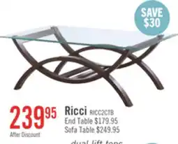 The Brick Ricci 48 Modern Glass Top Coffee Table - Glass with Espresso Finished Legs offer