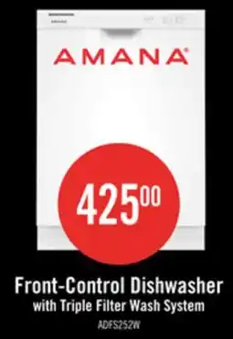 The Brick Amana 24 59 dBA Front-Control Dishwasher with Triple Filter Wash System - White - ADFS2524RW offer