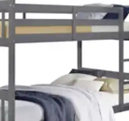 The Brick Miko Bunk Bed with Ladder & Guard Rail for Kids, Grey - Twin/Twin offer