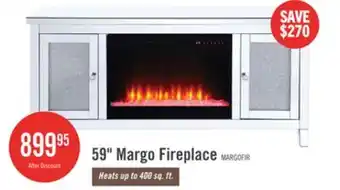 The Brick Margo 59 Glam Electric Fireplace TV Stand with Storage and Cable Management for TVs up to 65- Sil offer
