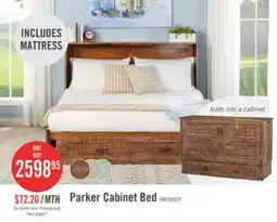 The Brick Parker Cabinet Bed with Memory Foam Mattress, Weathered Brown - Queen Size offer