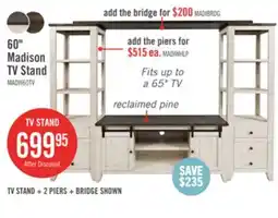 The Brick Madison 60 Rustic TV Stand with Storage and Cable Management for TVs up to 65- White offer