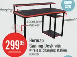 The Brick Herman 50 Gaming Office Desk - Black with Red Trim offer
