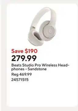 Staples Beats Studio Pro Wireless Headphones - Sandstone offer