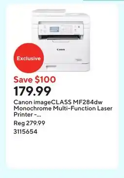 Staples Canon imageCLASS MF284dw Monochrome Multi-Function Laser Printer - White offer