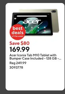 Staples Acer Iconia Tab M10 Tablet with Bumper Case Included - 128 GB - Champagne offer
