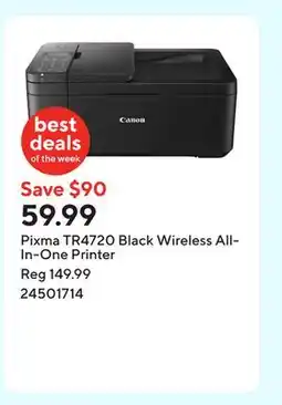 Staples Pixma TR4720 Black Wireless All-In-One Printer offer