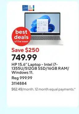 Staples HP 15.6 Laptop - Intel i7-1355U/512GB SSD/16GB RAM/Windows 11 offer