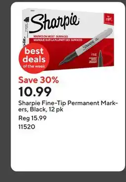 Staples Sharpie Fine-Tip Permanent Markers, Black, 12 pk offer