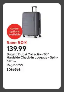 Staples Bugatti Dubai Collection 30 Hardside Check-in Luggage - Spinner - Charcoal offer