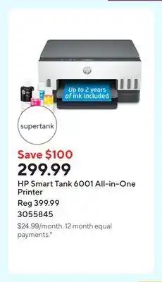 Staples HP Smart Tank 6001 All-in-One Printer offer
