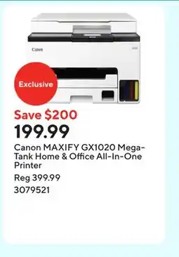 Staples Canon MAXIFY GX1020 MegaTank Home & Office All-In-One Printer offer