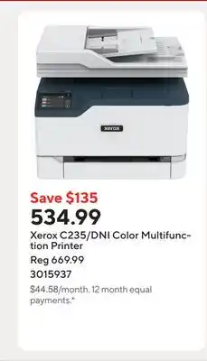 Staples Xerox C235/DNI Color Multifunction Printer offer