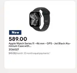 Staples Apple Watch Series 11 - 46 mm - GPS - Jet Black Aluminium Case with Black Sport Band - M/L offer