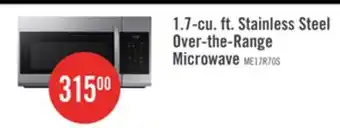 The Brick Samsung 1.7 Cu. Ft. Over-the-Range Microwave with 300 CFM and Auto Cook & Reheat - Stainless Steel offer