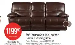 The Brick The Brick Franco 89 Genuine Leather Zero Gravity Power Reclining Sofa with USB Ports - Brown offer