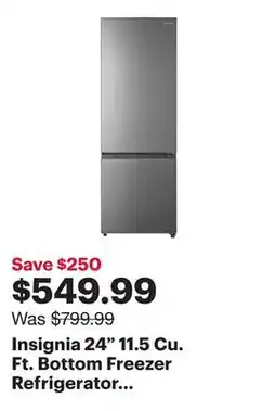 Best Buy Insignia 24 11.5 Cu. Ft. Bottom Freezer Refrigerator (NS-RBM11SS2-C) - Stainless steel offer