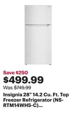 Best Buy Insignia 28 14.2 Cu. Ft. Top Freezer Refrigerator (NS-RTM14WH5-C) - White - Only at Best Buy offer