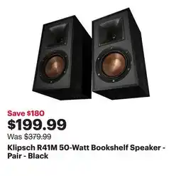 Best Buy Klipsch R41M 50-Watt Bookshelf Speaker - Pair - Black offer