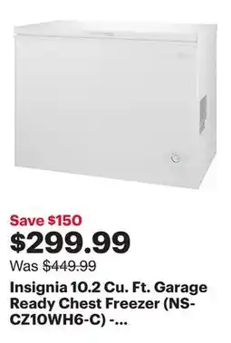 Best Buy Insignia 10.2 Cu. Ft. Garage Ready Chest Freezer (NS-CZ10WH6-C) - White - Only at Best Buy offer