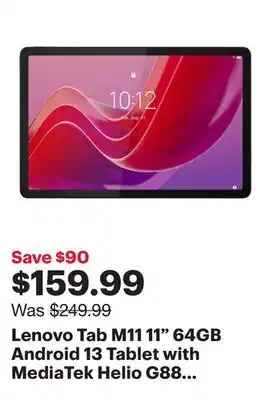 Best Buy Lenovo Tab M11 11 64GB Android 13 Tablet with MediaTek Helio G88 8-Core Processor - Luna Grey offer