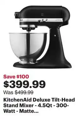 Best Buy KitchenAid Deluxe Tilt-Head Stand Mixer - 4.5Qt - 300-Watt - Matte Black - Only at Best Buy offer
