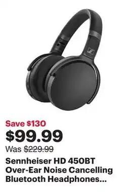Best Buy Sennheiser HD 450BT Over-Ear Noise Cancelling Bluetooth Headphones - Black offer