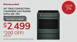 Goemans Appliances KITCHENAID 30 TRUE CONVECTION 5 BURNERS GAS RANGE WITH AIR FRY offer