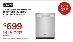 Goemans Appliances MAYTAG 24 BUILT-IN FINGERPRINT RESISTANT STAINLESS STEEL DISHWASHER offer
