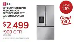 Goemans Appliances LG 36 COUNTER DEPTH FRENCH DOOR REFRIGERATOR WITH WATER DISPENSER offer