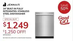 Goemans Appliances JENNAIR 24 BUILT-IN FULLY INTEGRATED, STAINLESS STEEL DISHWASHER offer