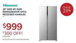 Goemans Appliances Hisense 36 SIDE-BY-SIDE REFRIGERATOR WITH RECESSED HANDLES offer