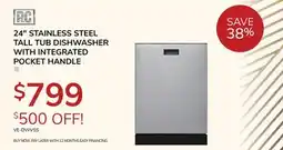 Goemans Appliances P & C 24 STAINLESS STEEL TALL TUB DISHWASHER WITH INTEGRATED POCKET HANDLE offer