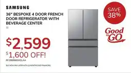 Goemans Appliances Samsung 36 BESPOKE 4 DOOR FRENCH DOOR REFRIGERATOR WITH BEVERAGE CENTER offer