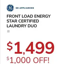 Goemans Appliances GE FRONT LOAD ENERGY STAR CERTIFIED LAUNDRY DUO offer