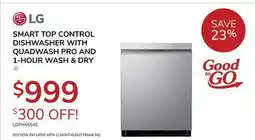 Goemans Appliances LG SMART TOP CONTROL DISHWASHER WITH QUADWASH PRO AND 1-HOUR WASH & DRY offer