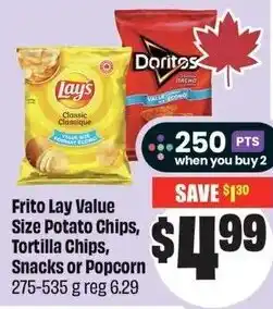 FreshCo Frito Lay Value Size Potato Chips, Tortilla Chips, Snacks or Popcorn offer