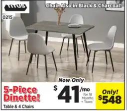 Surplus Furniture Modern Black 5Pc Dinette Set offer