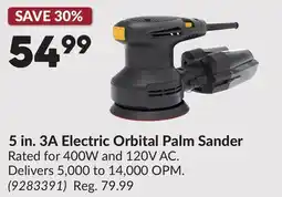 Princess Auto 5 in. 3A Electric Orbital Palm Sander offer