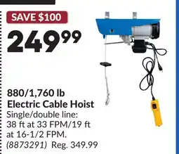 Princess Auto 880/1,760 lb Electric Cable Hoist offer