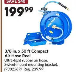 Princess Auto 3/8 in. x 50 ftCompact Air Hose Reel offer
