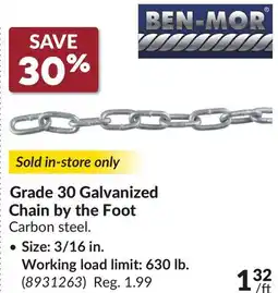 Princess Auto Grade 30 Galvanized Chain by the Foot offer