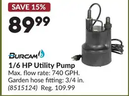 Princess Auto Burcam 1/6 HP Utility Pump offer