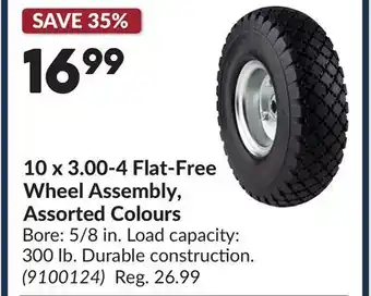 Princess Auto 10 x 3.00-4 Flat-Free Wheel Assembly, Assorted Colours offer