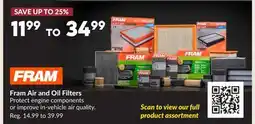 Princess Auto Fram Air and Oil Filters offer