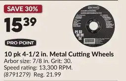 Princess Auto PRO POINT 10 pk 4-1/2 in. Metal Cutting Wheels offer
