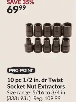 Princess Auto 10 pc 1/2 in. dr Twist Socket Nut Extractors offer